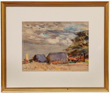 Attrib. Robert G.D. Alexander - Framed Early 20th Century Watercolour, Haystacks