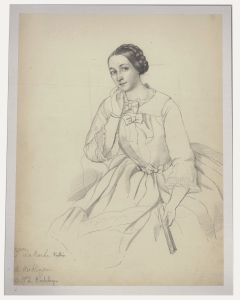 Charlotte Berlichingen - Mid 19th Century Graphite Drawing, Lady with Plaits