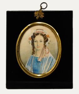 Miniature 19th Century Watercolour - Lady with a Lace Bonnet