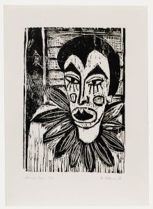 Marion Kallauka - 1989 Woodcut, The Clown