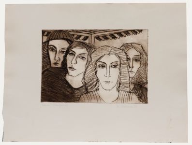 Marion Kallauka - 1983 Etching, Four Women