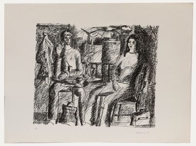 Marion Kallauka - 1971 Lithograph, In the Café