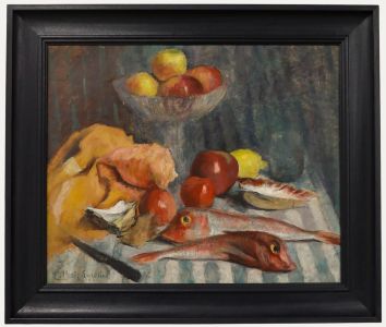 Cecile Hertz-Eyrolles (1875-1974) - Mid 20th Century Oil, Fruit and Fish