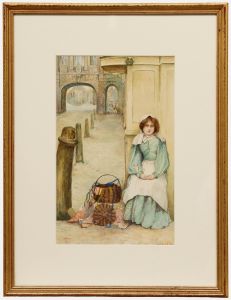 Lewis Nathaniel Nottage - 1902 Watercolour, The Ribbon Seller
