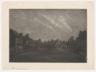 Mid 20th Century Mezzotint - Street at Dusk
