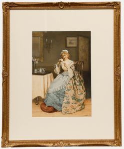 James Charles Playfair - 1878 Watercolour, Time for Tea