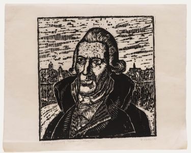 M. Karstens - 20th Century Woodcut, Portrait of Johann Gottwerth Muller