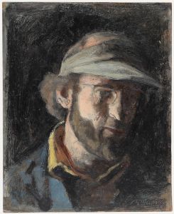 George Weissbort (1928-2013) - 1974 Oil, Self Portrait with Visor