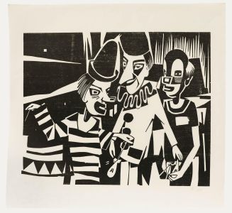 Ali Kurt Baumgarten (1914-2009) - 1983 Woodcut, The Circus Clowns