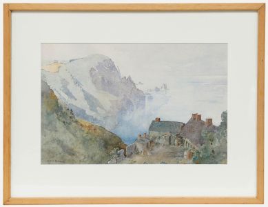Henry R. B. Donne (1860-1949) - Watercolour, Cottages in a Coastal Landscape