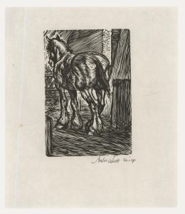 Anton Lock (1893-1971) - Early 20th Century Woodcut, In the Stable