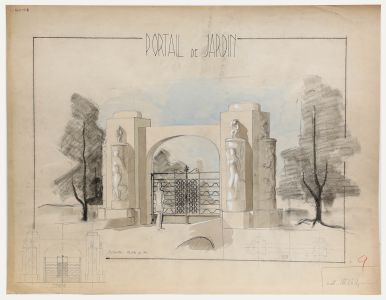 Pierre Neveu (b.1929) - 1949 Gouache, Garden Gate