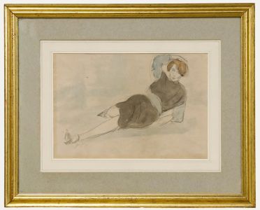 Imre Goth (1893-1982) - Framed 1928 Graphite Drawing, Lady Reclining