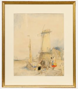 Alfred Gomersal Vickers - Early 19th Century Watercolour, Dutch Fisherfolk