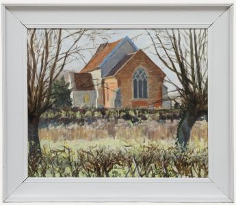 Pauline Plummer (b.1933) - Framed Oil, St Andrews Church, Redlingfield