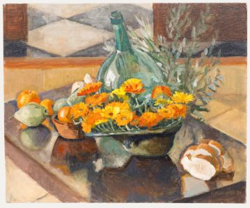 Pauline Plummer (b.1933) - 1989 Oil, Still Life with Gerberas