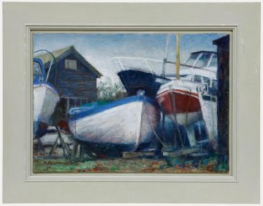 Pauline Plummer (b.1933) - Contemporary Oil, Study of Boats