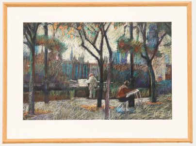 Pauline Plummer (b.1933) - 1997 Pastel, Hans Schwartz on Bank Side