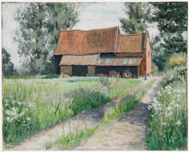 Pauline Plummer (b.1933) - Contemporary Oil, The Red Barn