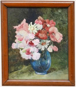 Framed Early 20th Century Watercolour - Still Life of Flowers in a Vase