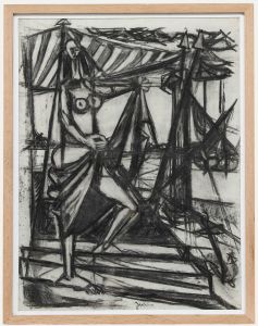 Christian Julia (1921-1991) - Mid 20th Century Charcoal Drawing, At Work