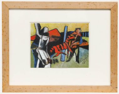 Dirkjan Ribbeling (1932-2013) - Framed 1968 Gouache, Zebra