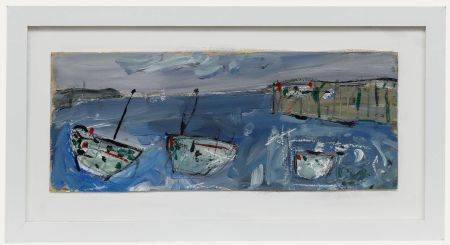 Onslow Sykes (1953-2017) - Framed Contemporary Oil, Newlyn Boats