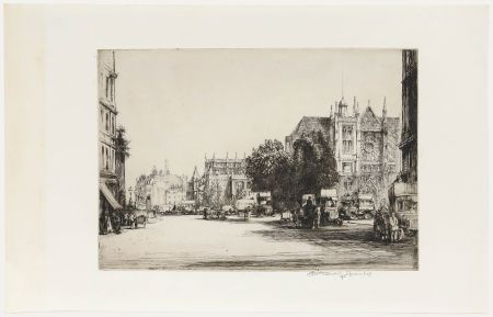 Nathaniel Sparks RE (1880-1956) - Etching, Westminster from the Horseguards