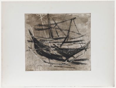 Betty Connal Peebles (1935-1999) - 20th Century Collagraph, Baleaux Bruns
