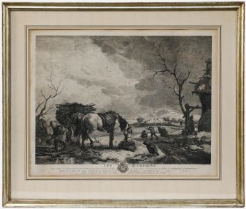 Moyreau After Wouvermans - Framed 18th Century Etching, Les Bucherons