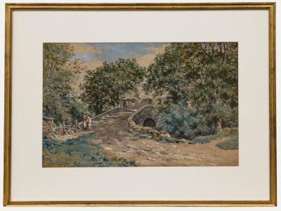 John Blake McDonald RSA (1829-1901) - Framed Watercolour, Figures on a Bridge