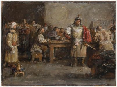 Late 19th Century Oil - Soldier in a Tavern
