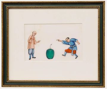Framed 19th Century Watercolour - The Snake Charming Act
