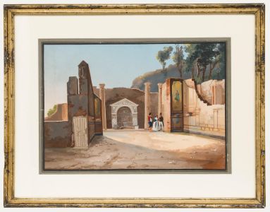 Attrib. Gioacchino La Pira (act.1839-1870) - Gouache, Casa della Fontana Grande