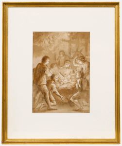 19th Century Pen and Ink Drawing - Adoration of the Shepherds