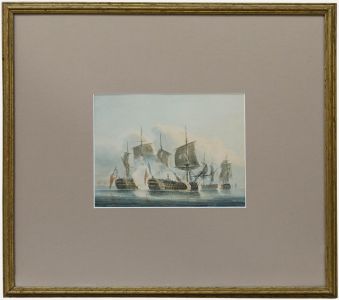 Attrib. Robert Cleveley (1747-1809) - Watercolour, Galleons at War