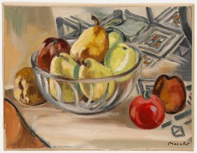 Maurice Mourlot (1906-1983) - 20th Century Oil, Pears in Glass Bowl