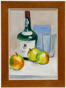 Maurice Mourlot (1906-1983) - Framed 20th Century Oil, Cognac and Apples