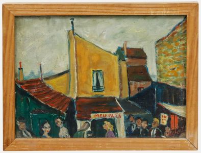 Jean Lefort (b.1948) - Framed 20th Century Oil, A Flea Market in Paris