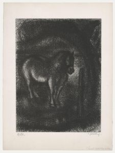 Simon Goldberg (1913-1985) - Mid 20th Century Etching, Horse Beside Tree
