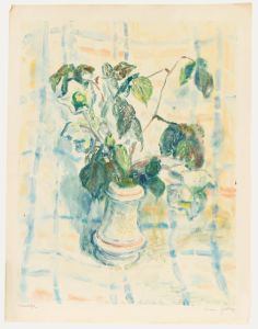 Simon Goldberg (1913-1985) - Mid 20th Century Monotype, Stems in Vase