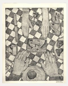 Terry Buchanan (b.1938) - Contemporary Collagraph, The Cornish Tea 1928