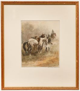 Iwan Edwin Hugentobler - Early 20th Century Watercolour, Resting Horses