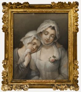 After Jean-Baptiste Greuze (1725-1805) - 19th Century Pastel, Girl and Her Maid