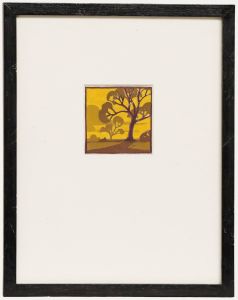 Leslie Charles Boyce - Framed Mid 20th Century Gouache, Trees at Twilight