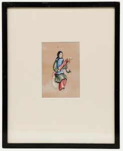 Framed 19th Century Gouache - The Artist