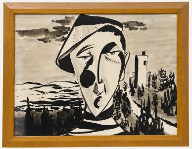 Zikim - Framed 1963 India Ink, The Frenchman
