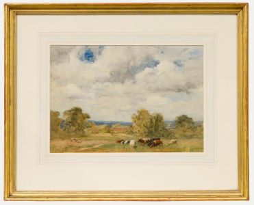 Robert W. Little (1854-1944) - Watercolour, Cattle in a Meadow