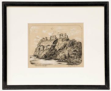 Alex G. Thomson - Framed Mid 19th Century Charcoal Drawing, Chateau Gaillard