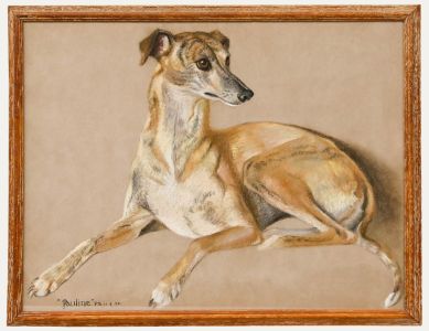 Attrib. David Denyer - Framed Mid 20th Century Pastel, Pauline The Whippet